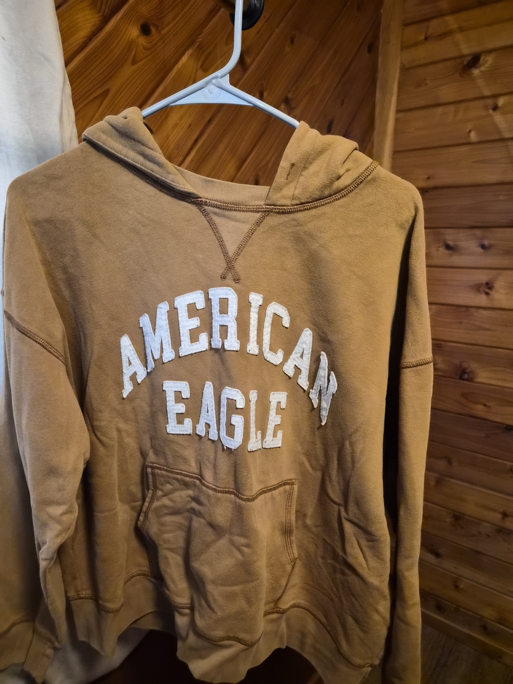 American Eagle Outfitters Women's Tan Hoodie Sweatshirt